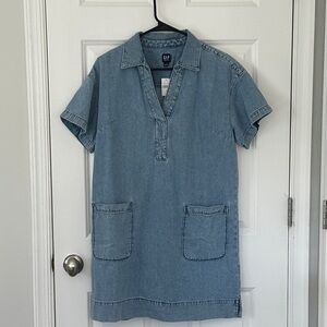 GAP Denim Polo Shift Dress in Light Blue